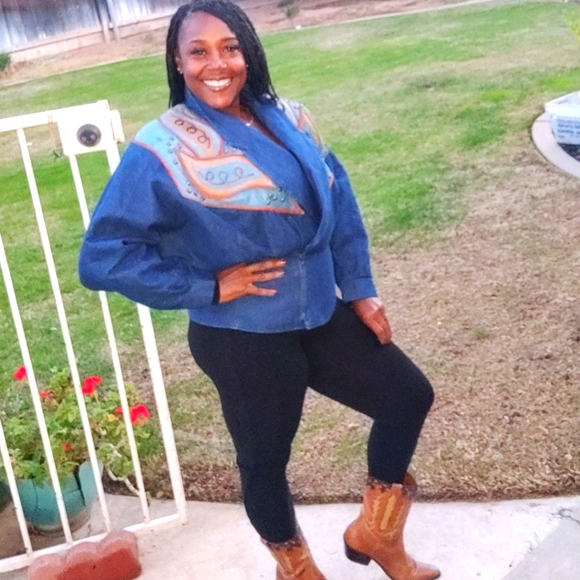 DOMALLO Jean & Leather Vintage Bomber Jacket. Excellent Condition Size Medium - Picture 5 of 7